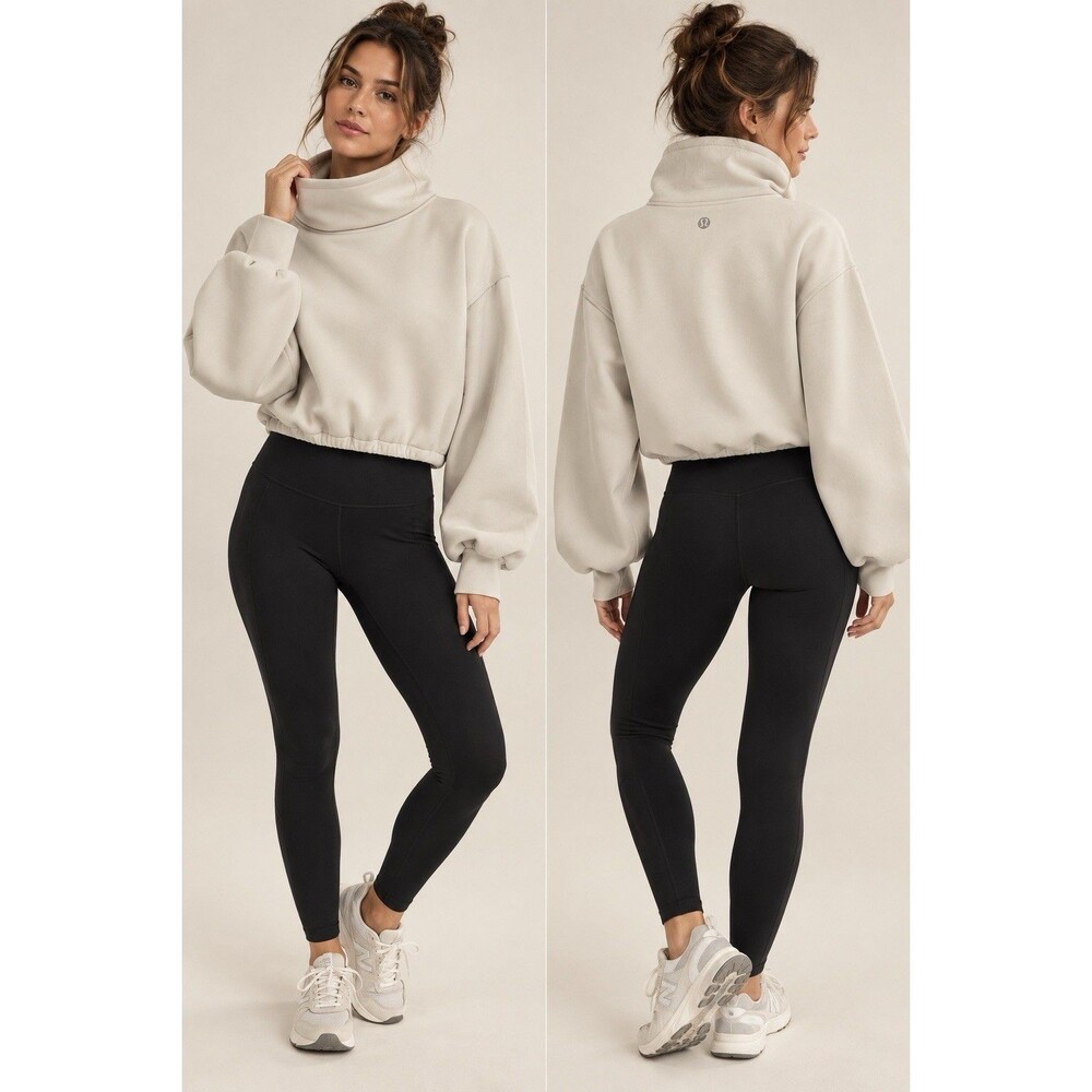 Lululemon Full Flourish Pullover Bone Size 4 Luxtreme Cowl Neck Sweatshirt